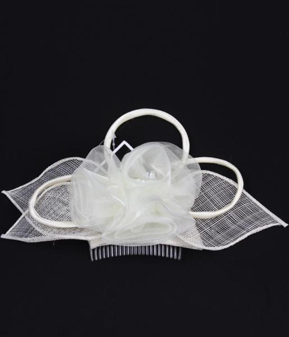 Fascinator in sinamay with organza flower Lime,Turq,Red, Ivory Code:HS/1250 image 0